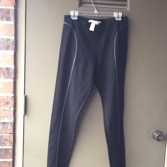 Max Studio Pants - MAX STUDIO LEGGINGS/ FAUX LEATHER TRIM. NEW